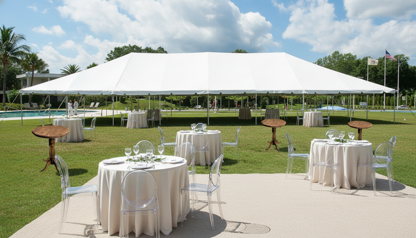 Poolside frame tent