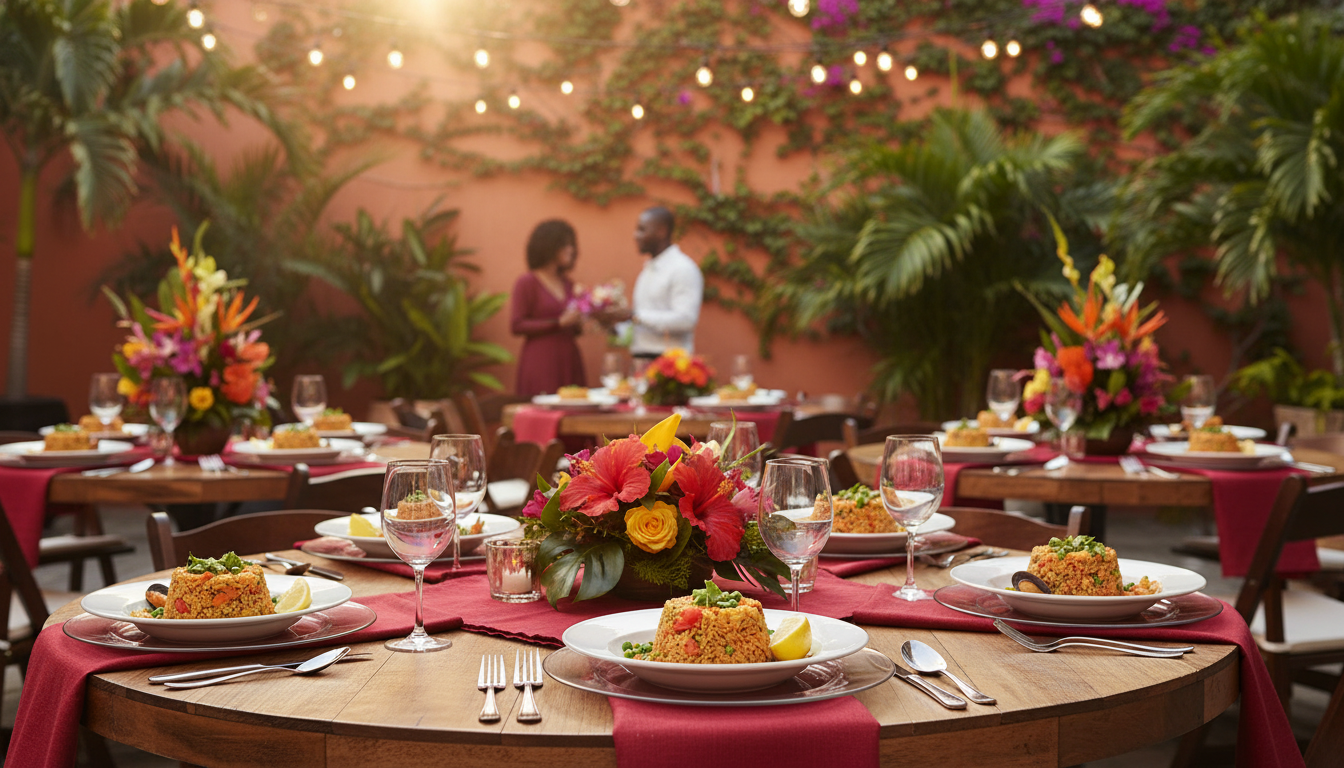 Red linen dinner